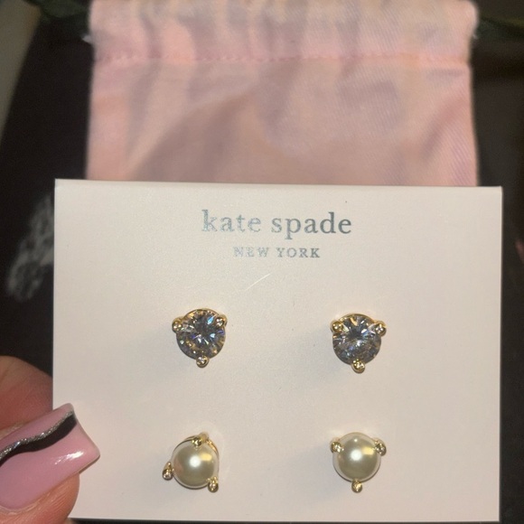 KATE SPADE NEW YORK Womens Rise And Shine Stud Earrings Set Of 2 Gold Tone NEW - Picture 7 of 7